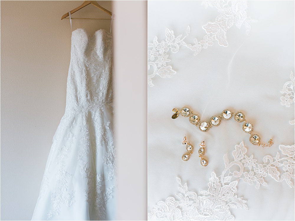 Wedding dress and bridal details of Minnesota summer wedding