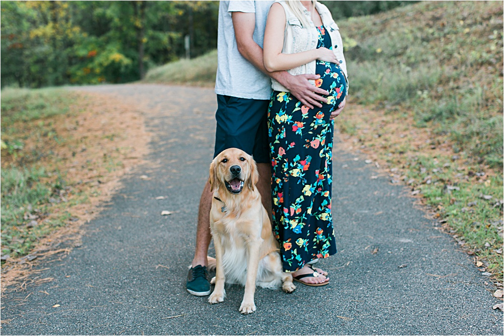 Couple and dog for Minnesota fall maternity photos