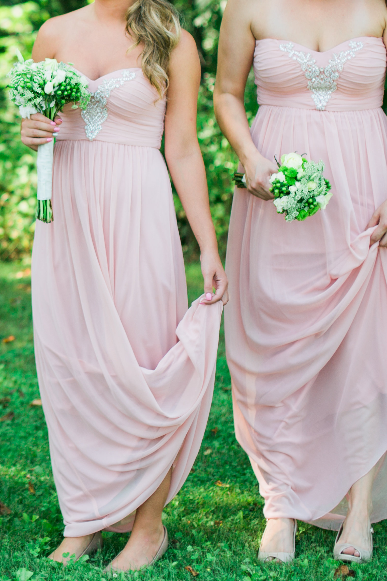 Minnesota bridesmaids in blush gowns Minnesota wedding photography Mallory Kiesow Photography