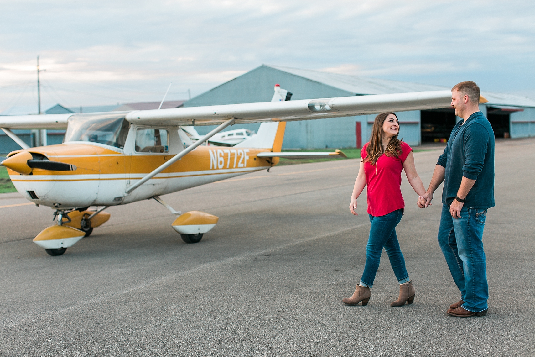 Minnesota airplane engagement session flying cloud airport