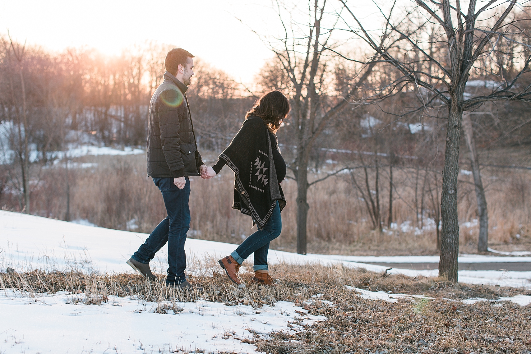 Minnesota Winter Maternity Session Lakefront Park Minneapolis Maternity Photographer Mallory Kiesow Photography