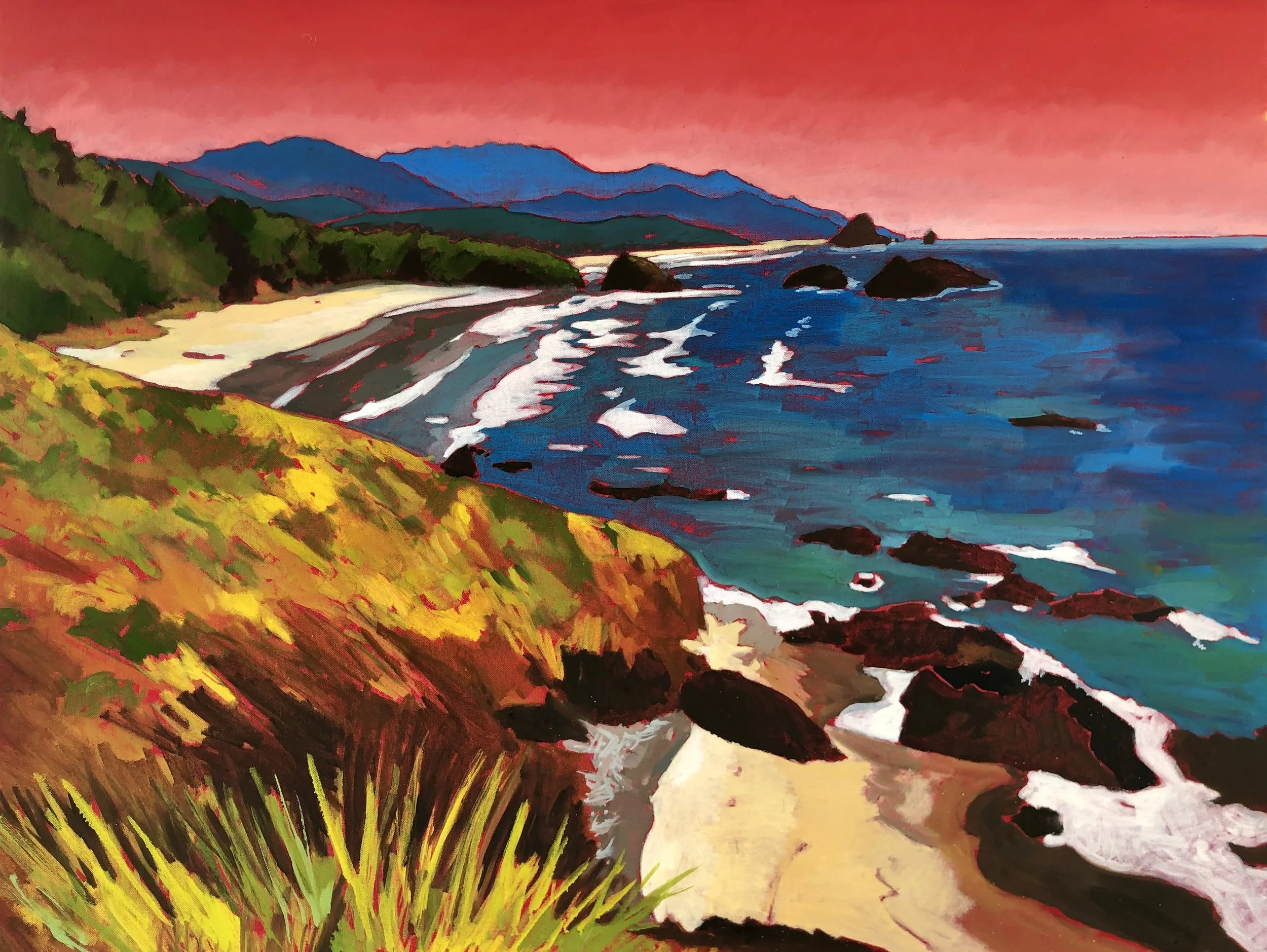 Signed Print of Ecola State Park, Cannon Beach, Oregon painted and produced by Pacific North West artist Chris Bibby