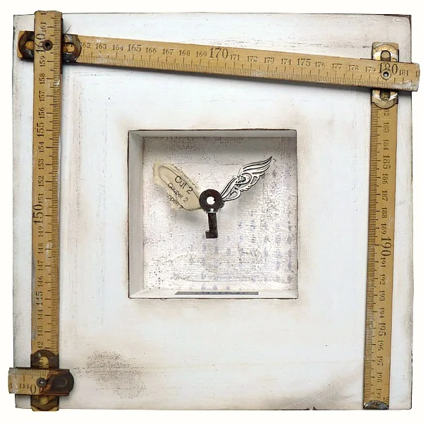 Imperfect: Mixed media assemblage on wood and plaster