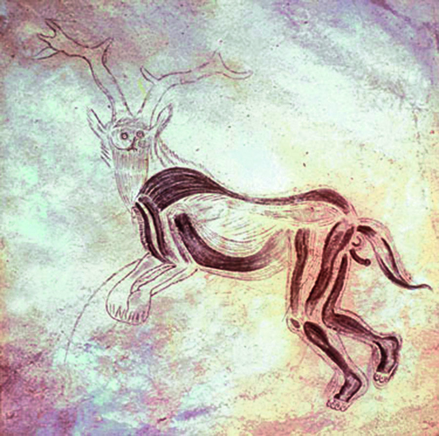 Shaman cave painting