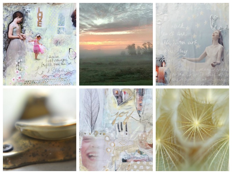 Student art from Lesson 1 "Your natural Light": Soul Boards and photos by (from top left): D Loren Prince, Nancy Lennon, Kate Steuart Fothringham, Denise Kozikowski, Sherri McCulloch and Petra Hrziwnatzki