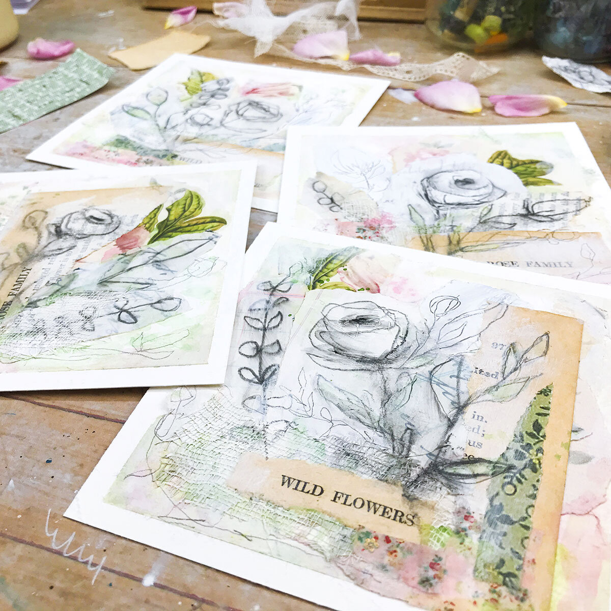 Flower Flow Painting Class with Laly Mille - Collage Posies