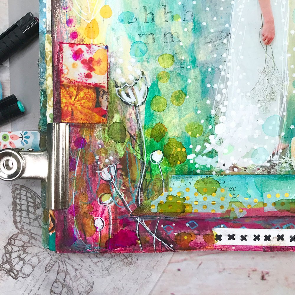 colorful mixed media art journal page