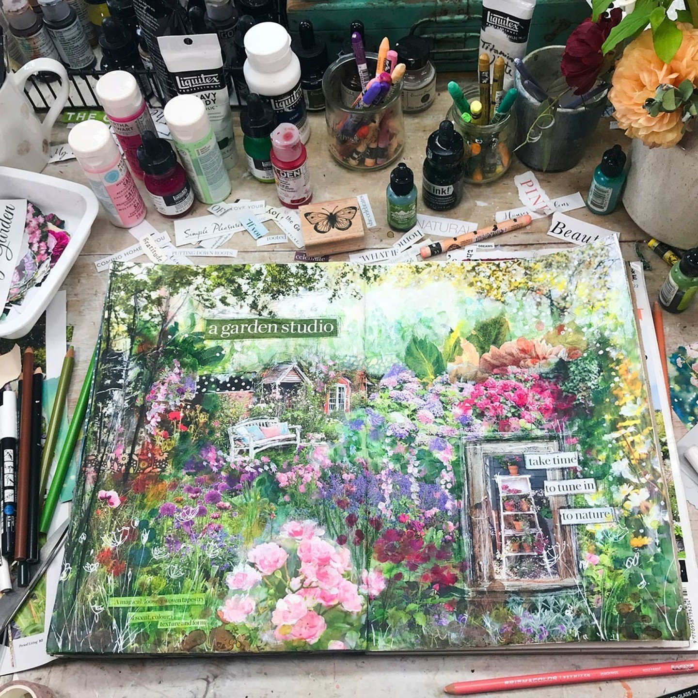 Create a garden in your art journal! 🌺🌿🌼🍃🌸
My &quot;imaginary garden&quot; lesson has just been released in the Make Create Express year-long program! I'm thrilled to be part of this amazing team of 26 artists and teachers. Jump in and join us n