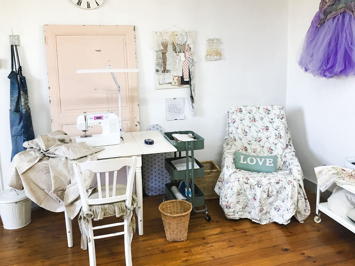 Setting up a sewing station — Laly Mille Mixed Media Art
