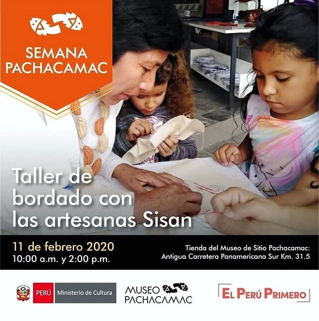 Las Se&ntilde;oras de SISAN are giving #embroidery workshops today at the Pachacamac Site Museum outside of Lima, Peru! 🇵🇪 🧶 Stop by for your chance to learn from these amazing SPI supported #artisans! Workshops start at 10am &amp; 2pm - no experi