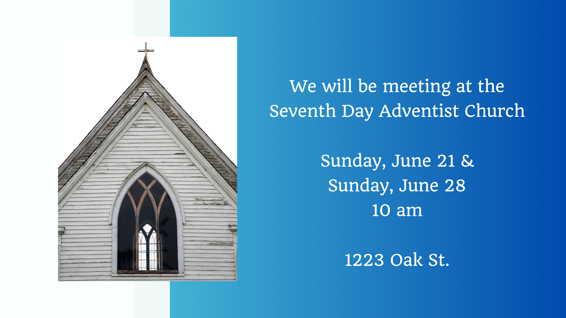 Change of Sunday Service Location