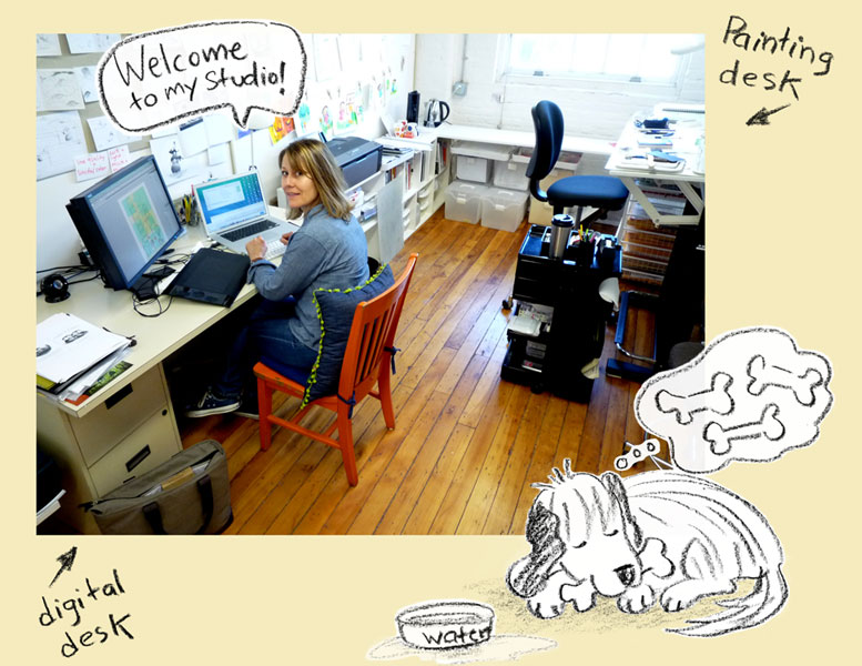 Emilie Working at the Digital Desk