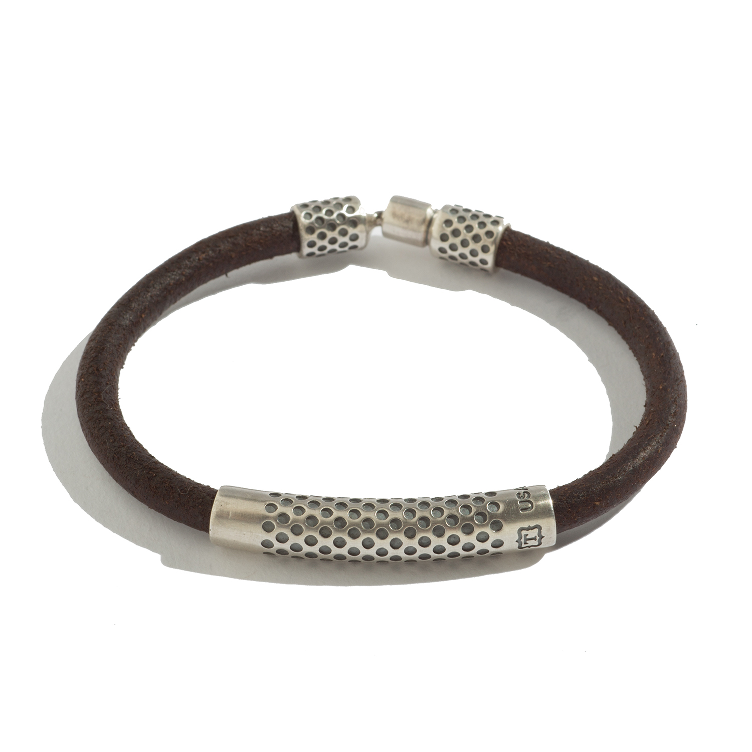 Custom Silver and Leather Bracelet