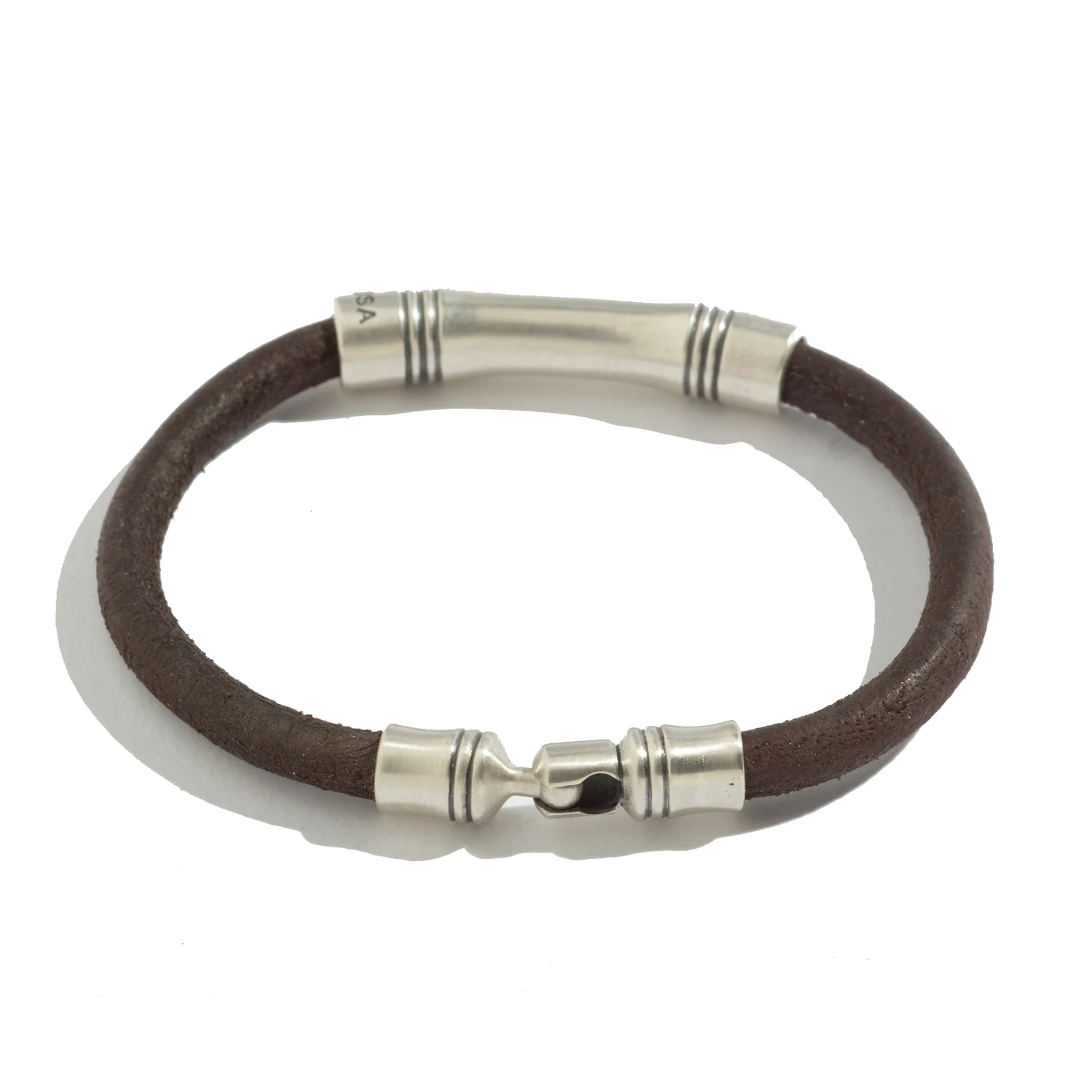 Custom Leather and Silver Designer Bracelet