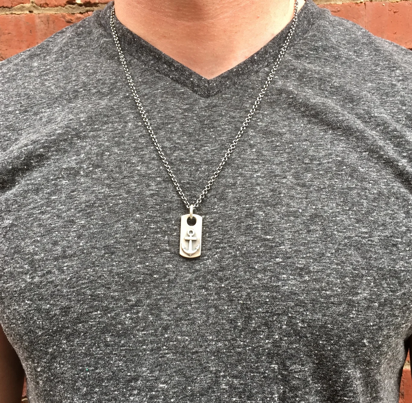 Men's Anchor Dog Tag Pendant