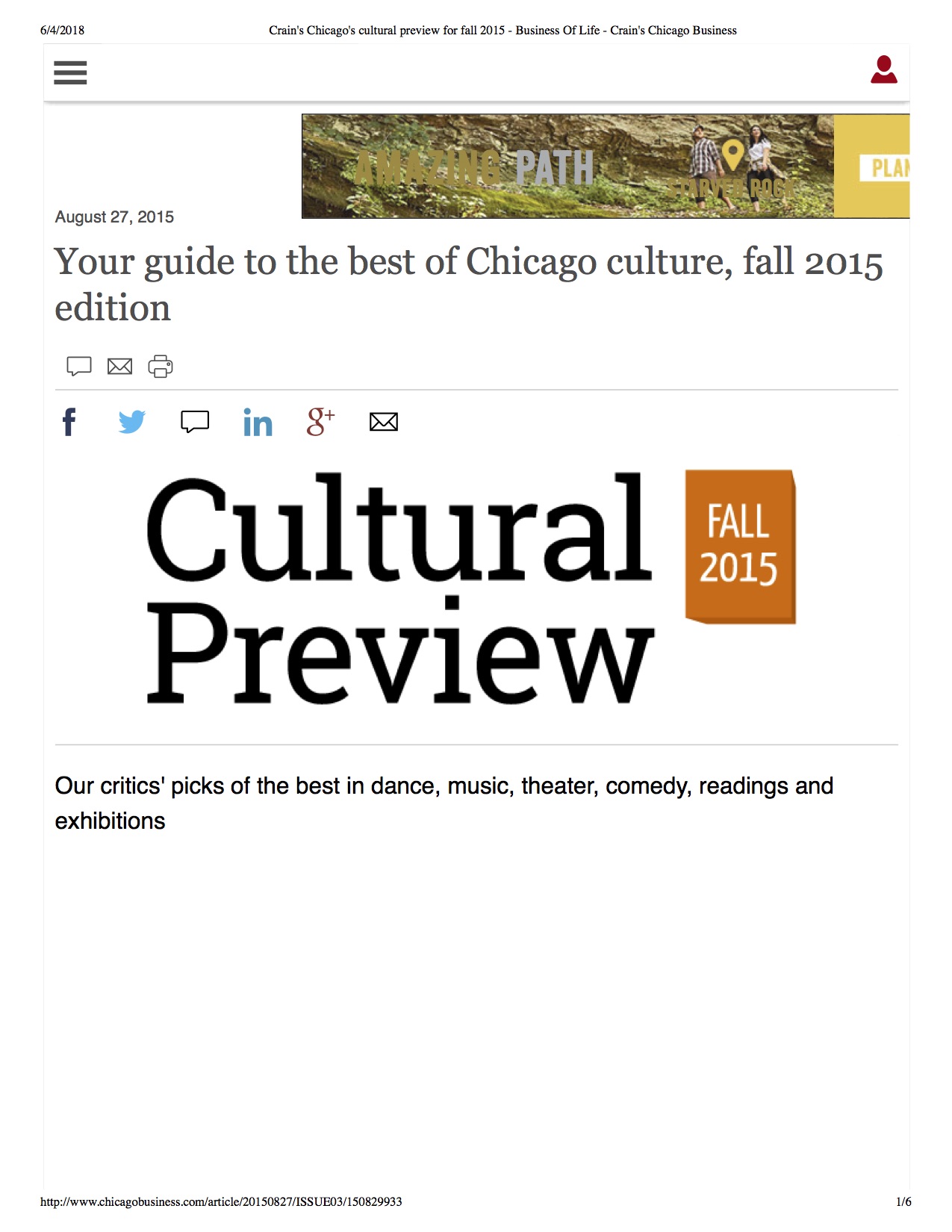 1. Crain's Chicago's cultural preview for fall 2015 - Business Of Life - Crain's Chicago Business.jpg
