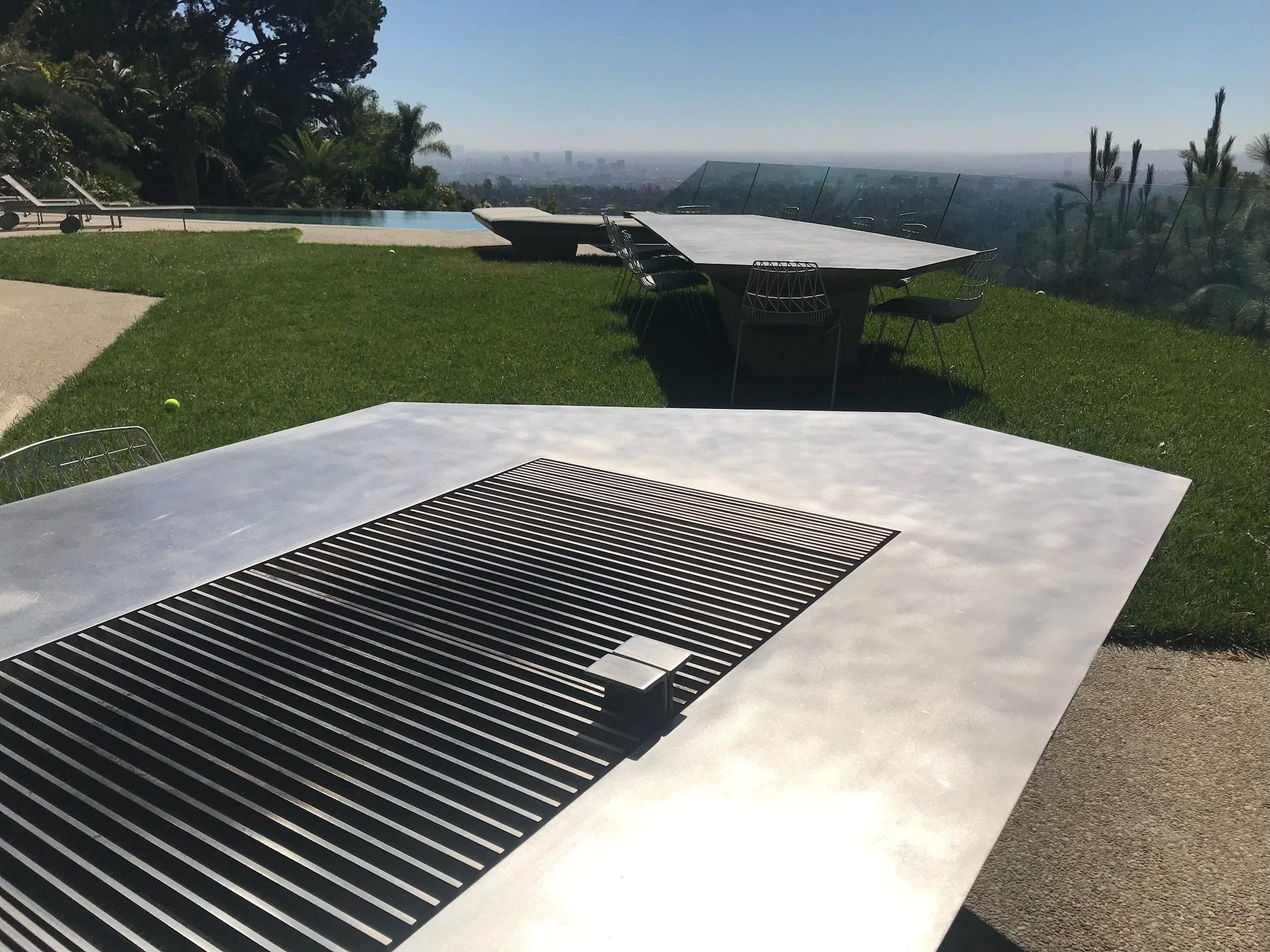 Custom Cast Concrete BBQ Grill & Cantilever Dining Table