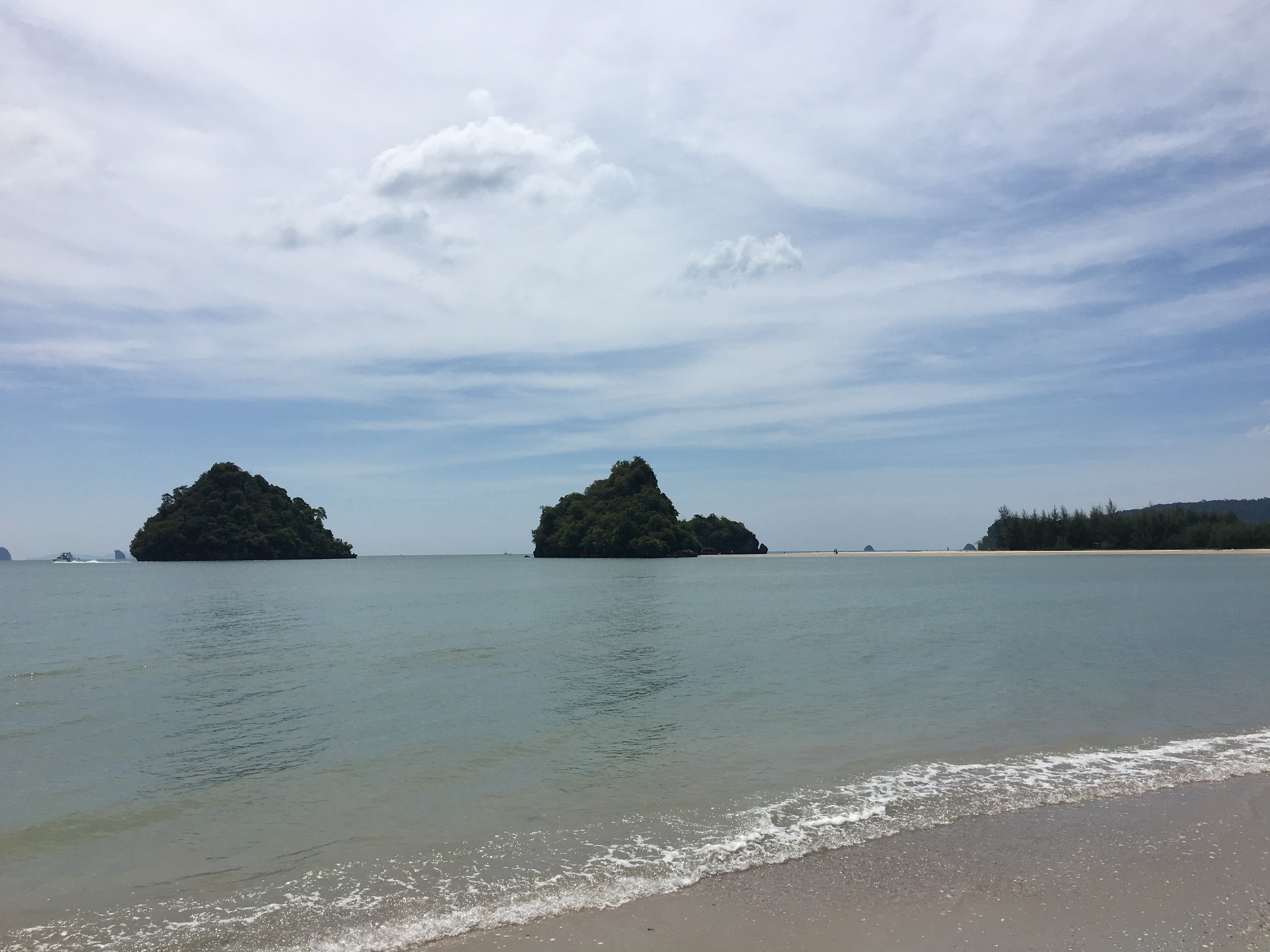 The beach at Ao Nang. Nice, but I've seen nicer. I took a swim out to those rocks.