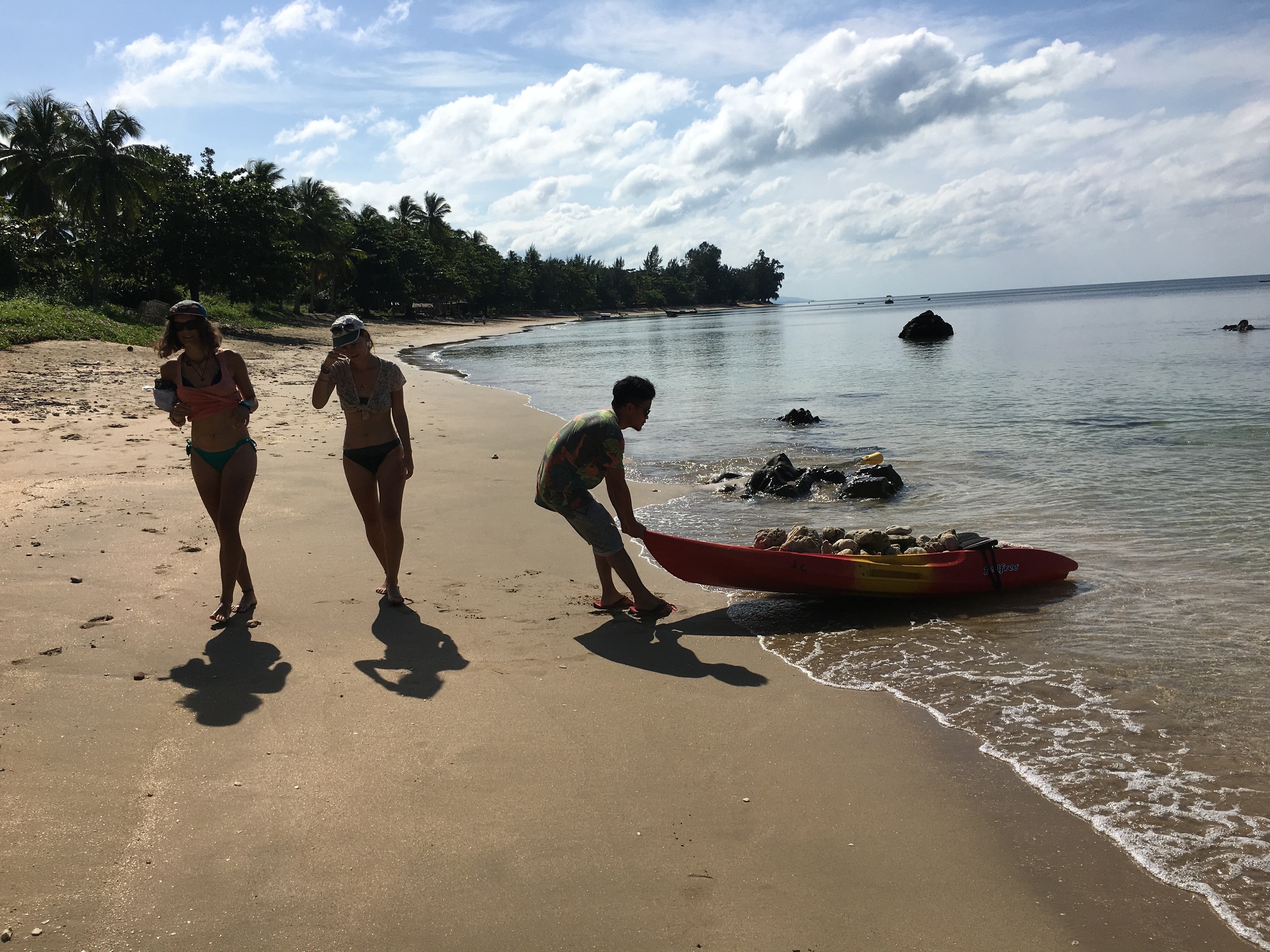 A clever way to transport coral from one end of the beach to the other.