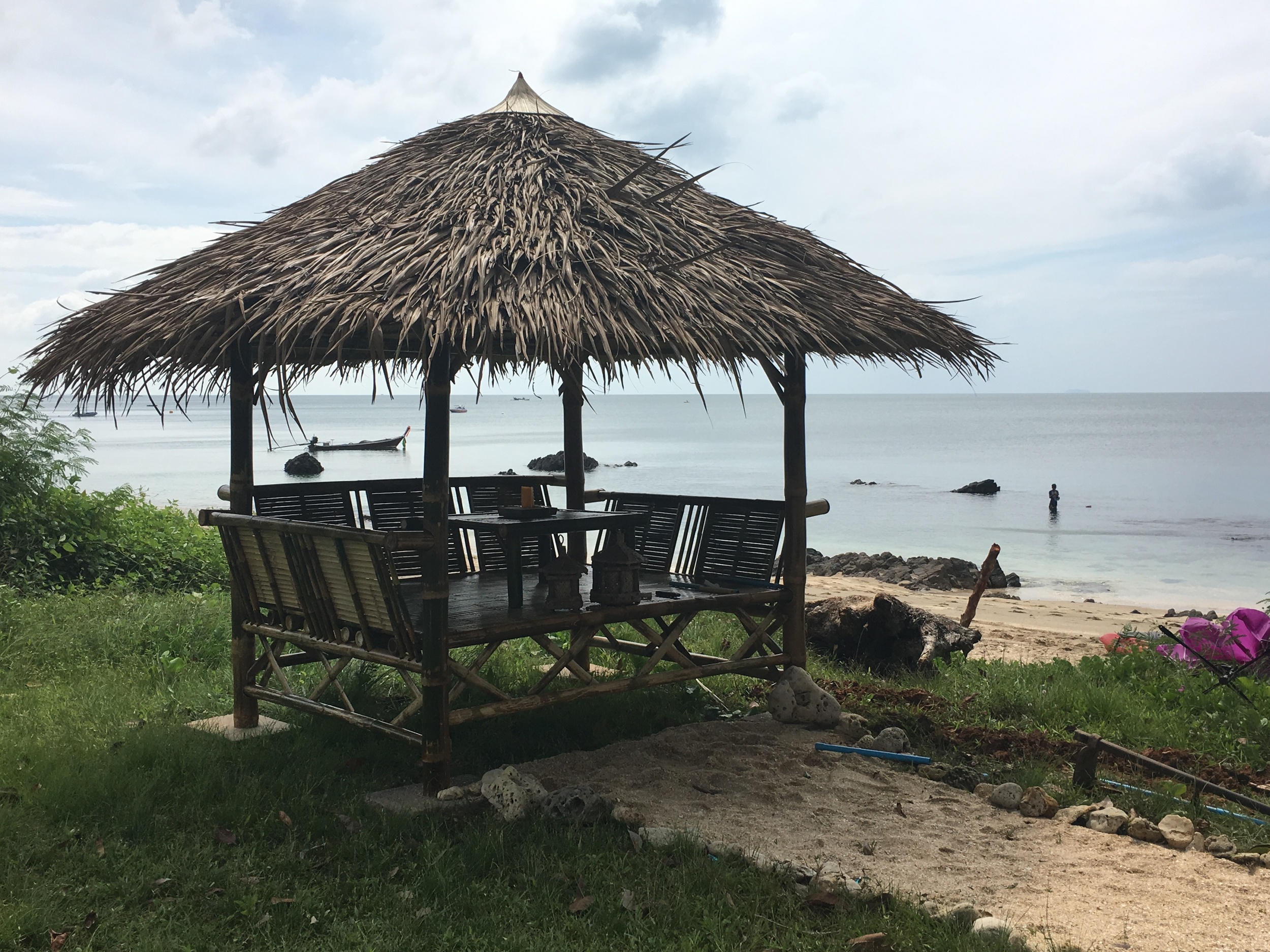 The second Tiki hut which provides a nice shaded platform for sitting, eating, and relaxing.
