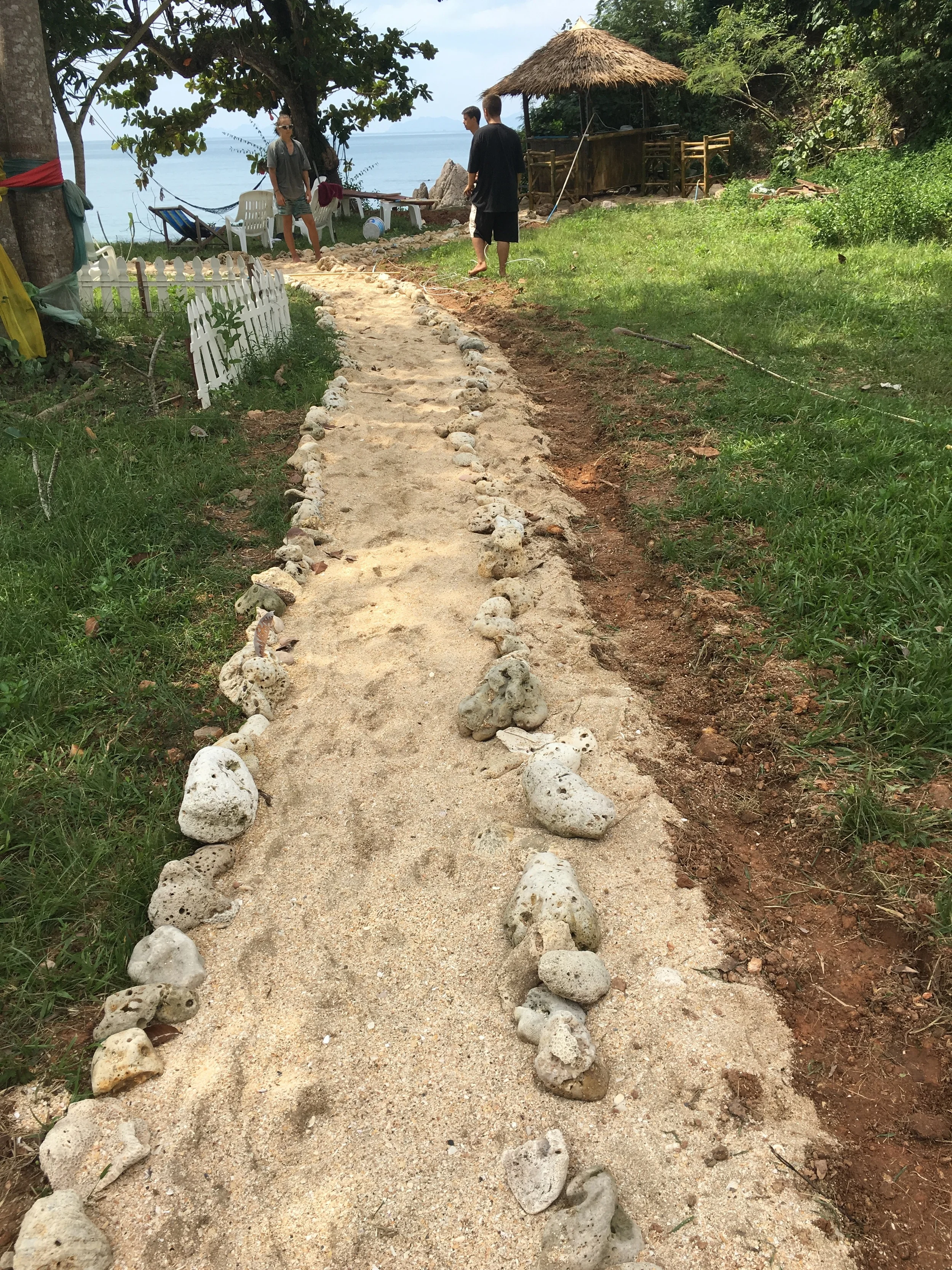 Widening the walkway to the bar and beach.