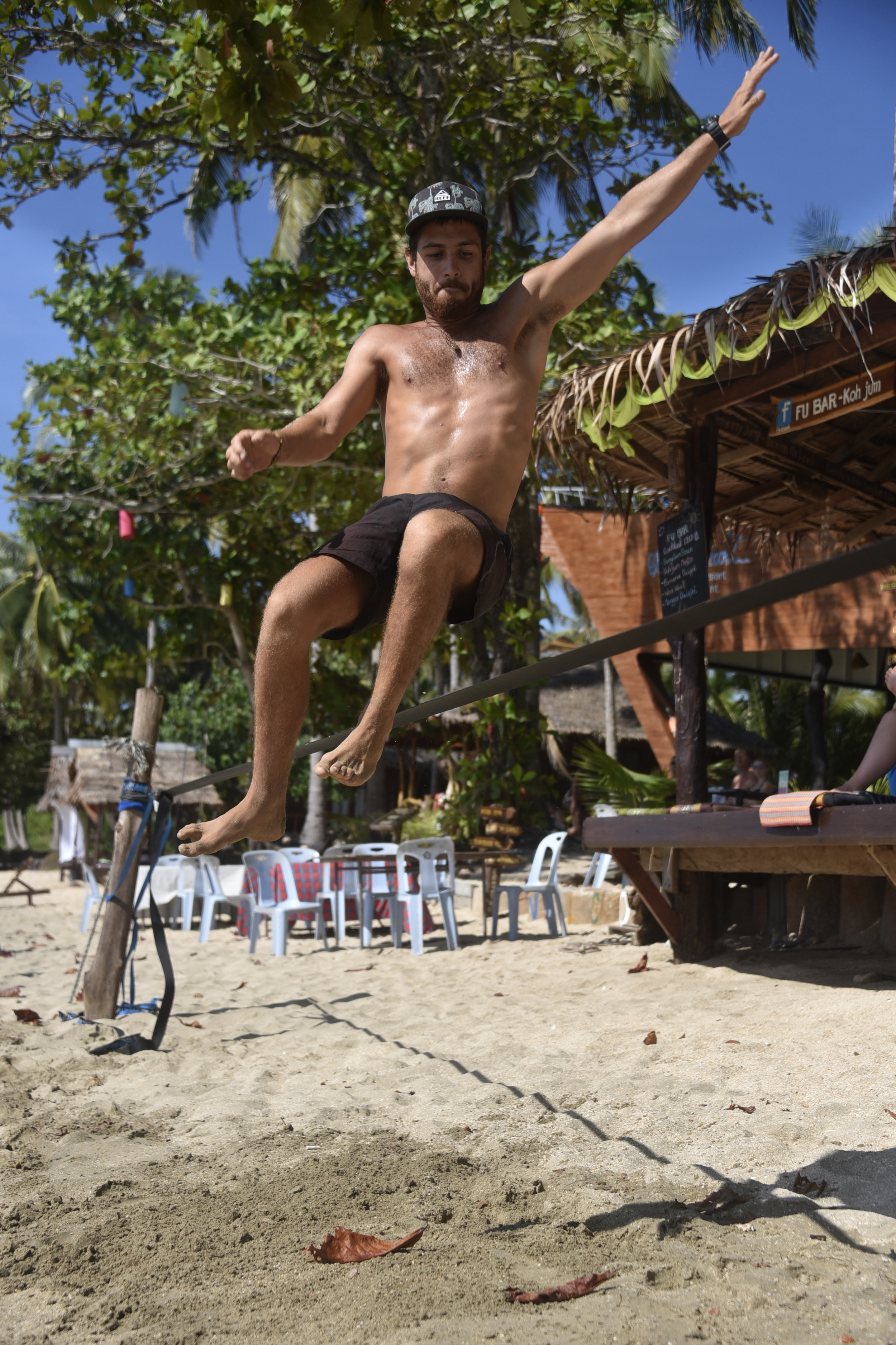 I had to include a shot of Gaston, our head chef / barbecue master. He also performs on the slack-line. Pretty cool. 