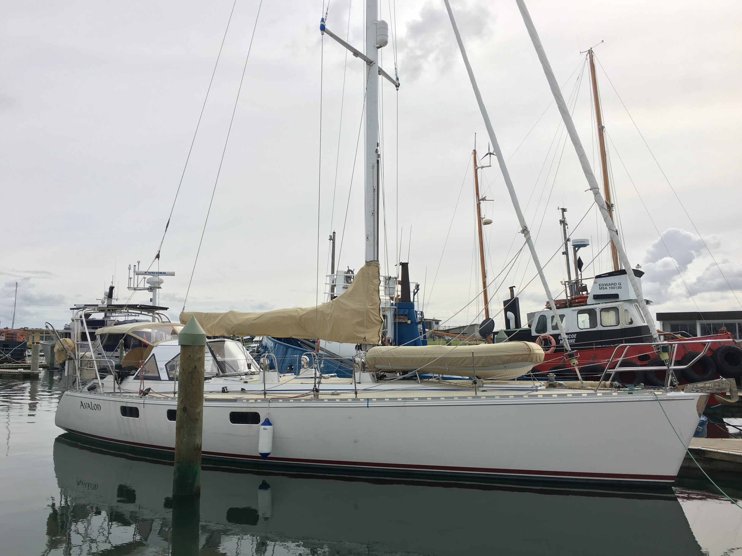 Docked safely at Marsden Cove Marina.