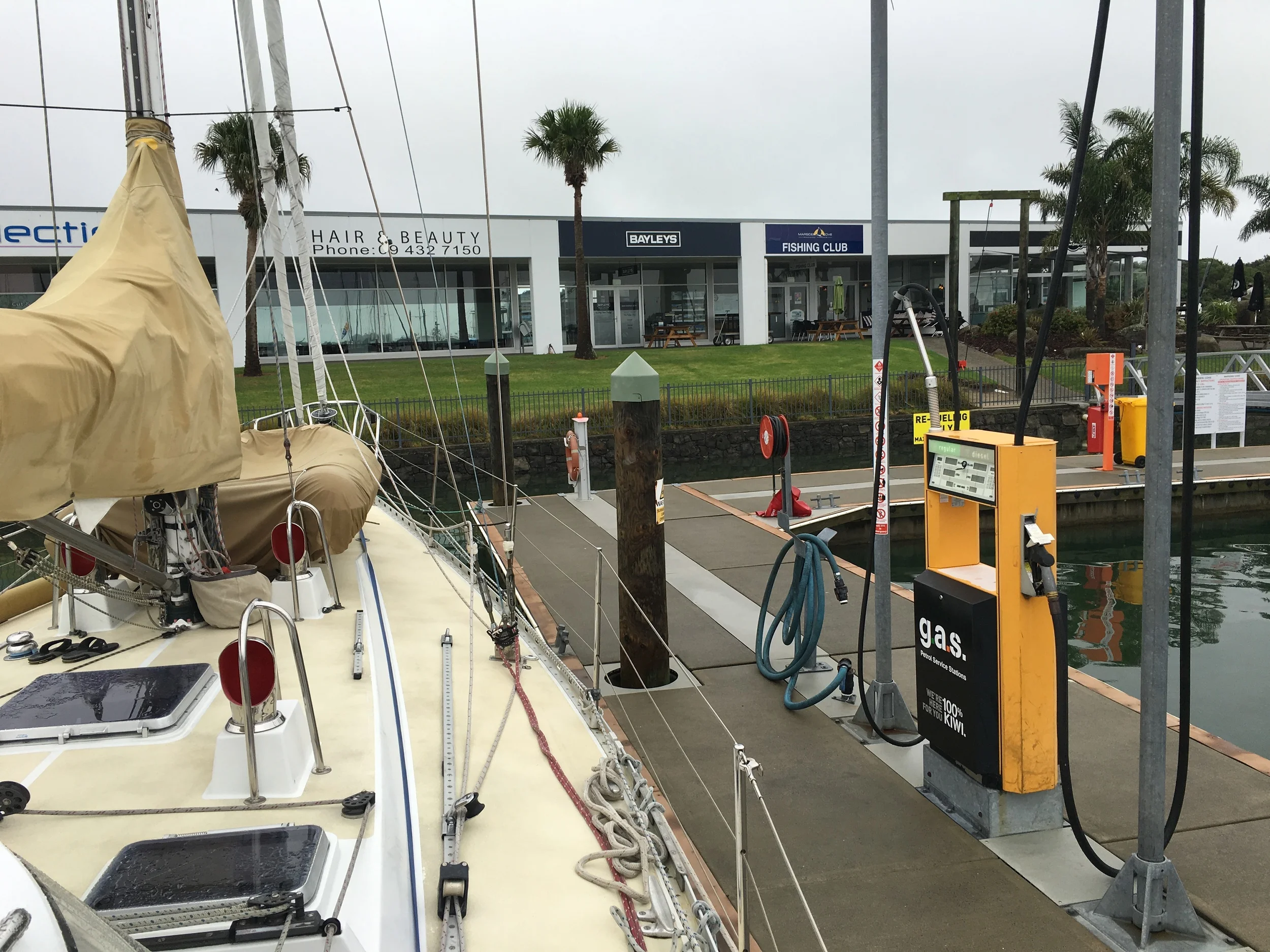 Refueling at Marsden Cove Marina before heading up river to Whangarei.