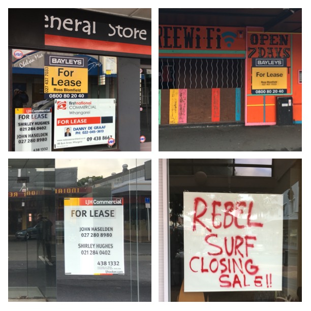 There are a lot of commercial spaces for lease in Whangarei. Not sure if it's just "low season" or if the town is suffering from a more serious downtown? 
