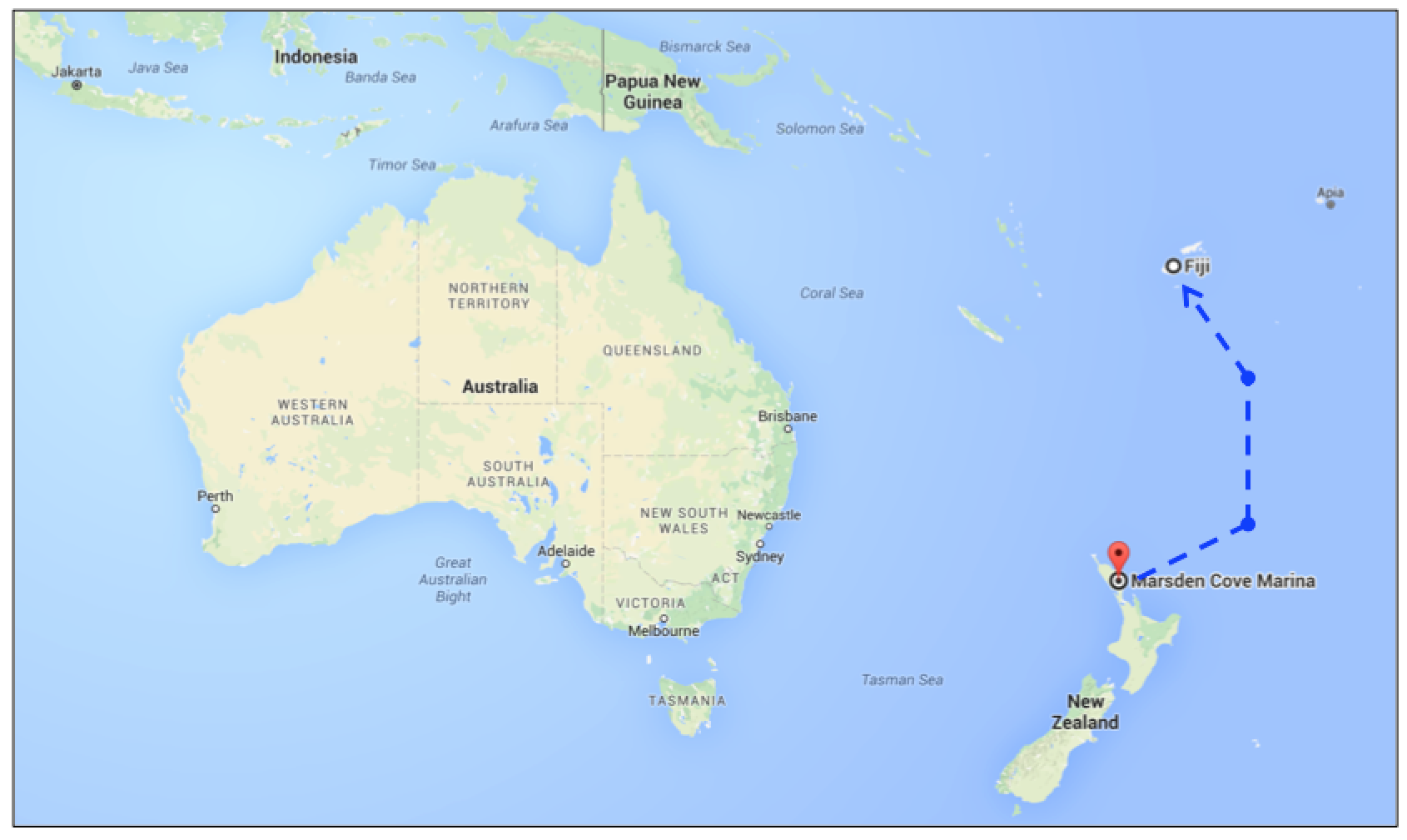 Rough illustration of our intended route. By no means is it even close to exact from a navigation standpoint.
