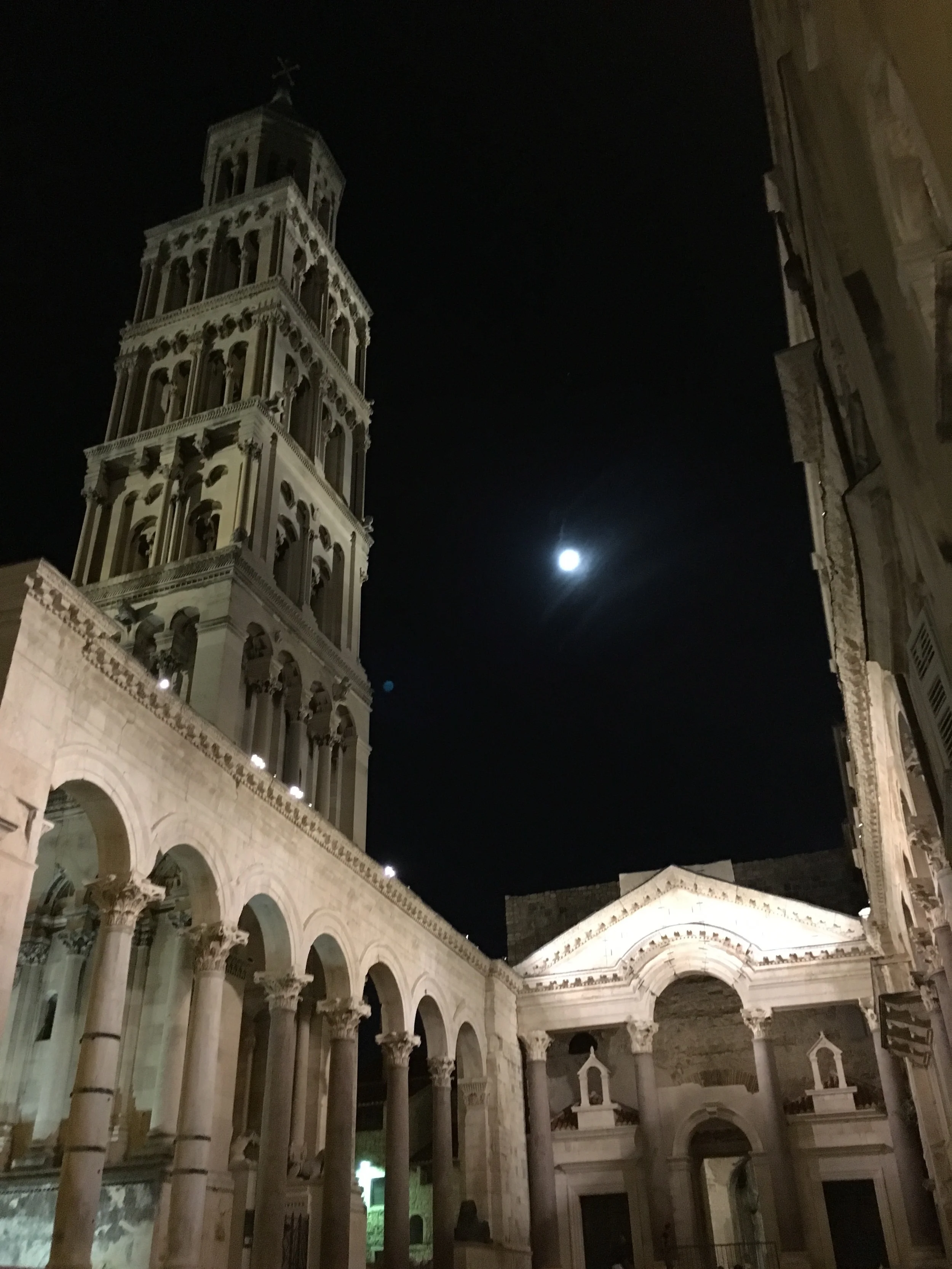 The cathedral in the moonlight.