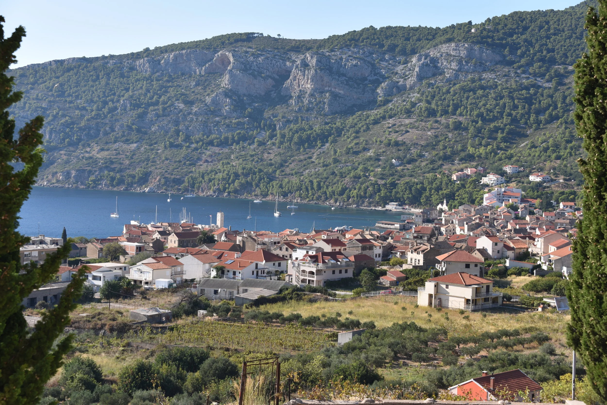 From the church on the hillside overlooking the town of Komiza (on the island of Vis).