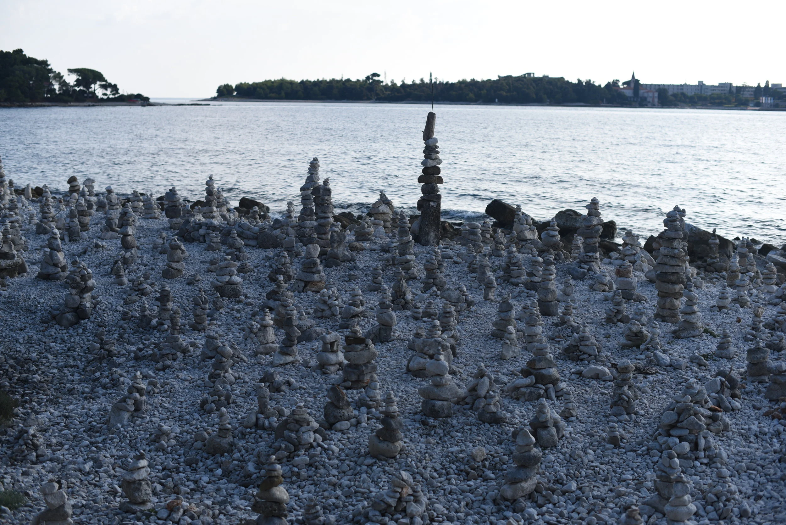 On the beach at Zlatni Rt Park in Rovinj.