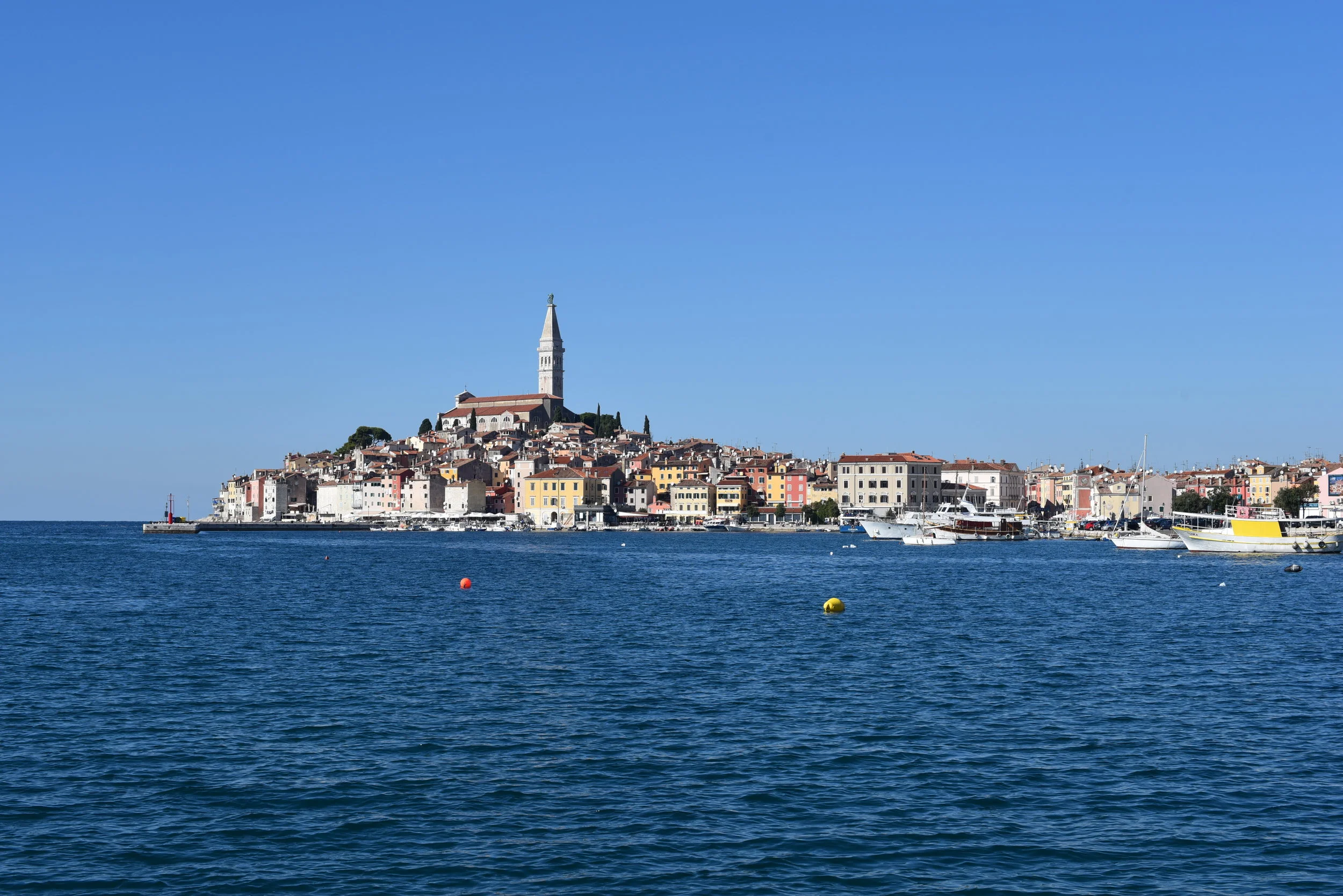 Rovinj Old Town from a bit further away (I'm at the ACI Marina, across the bay, on the walk toward Zlatni Rt Park).