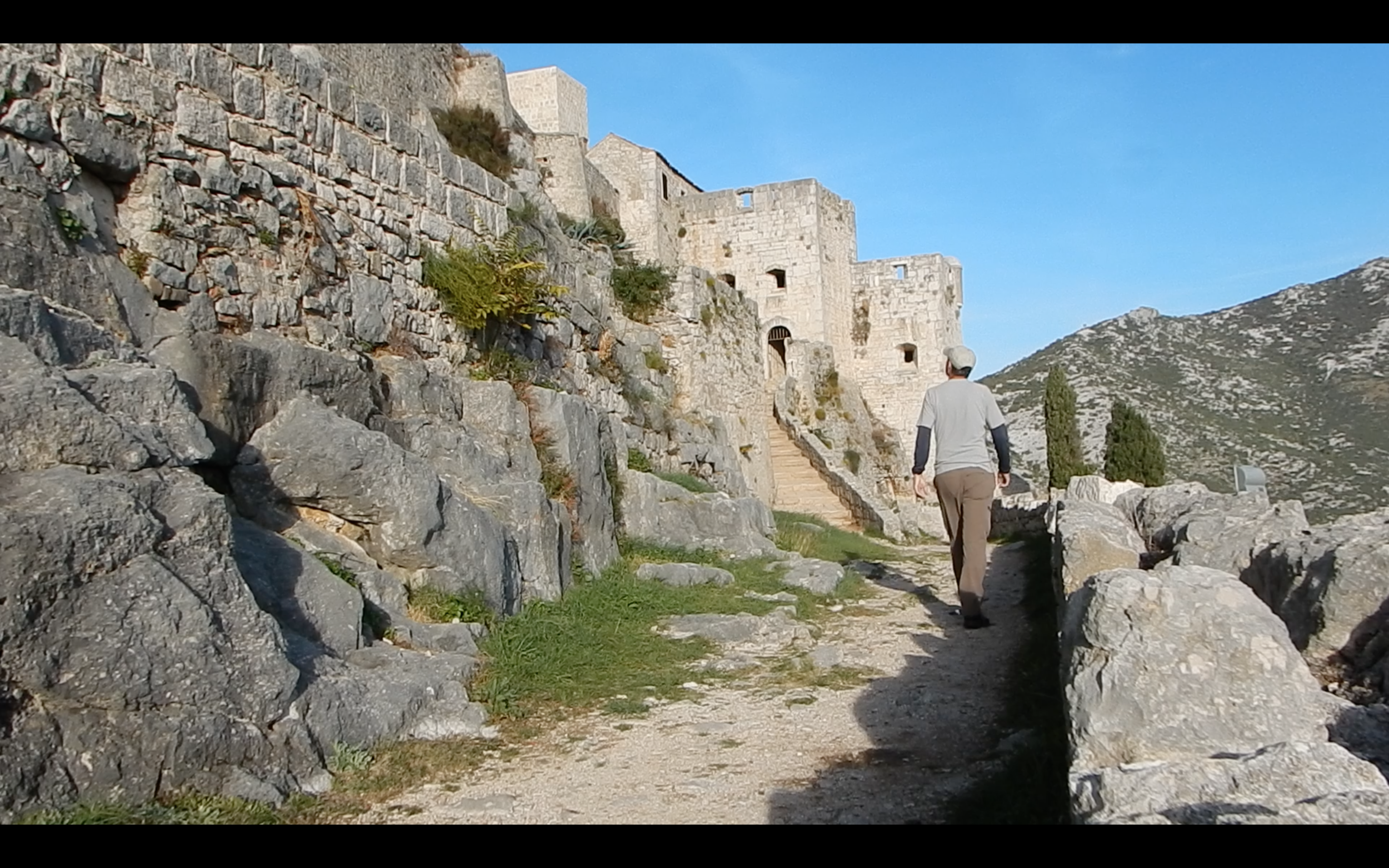 Hiking up the series of 3 walls.
