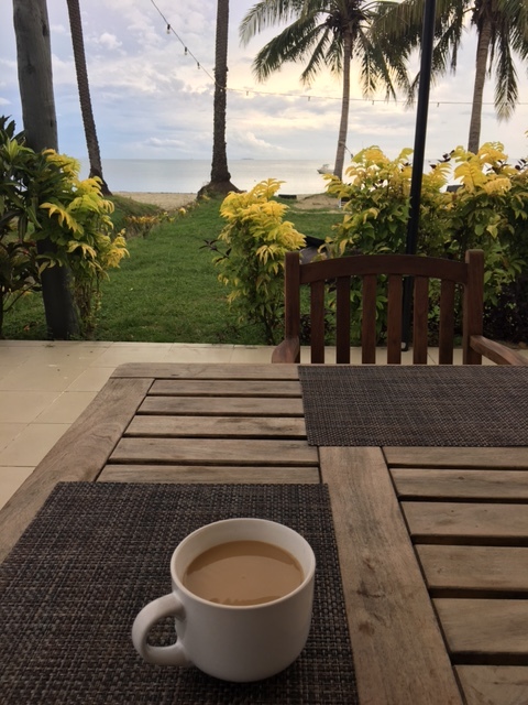 Morning coffee at my hotel. What scenery!