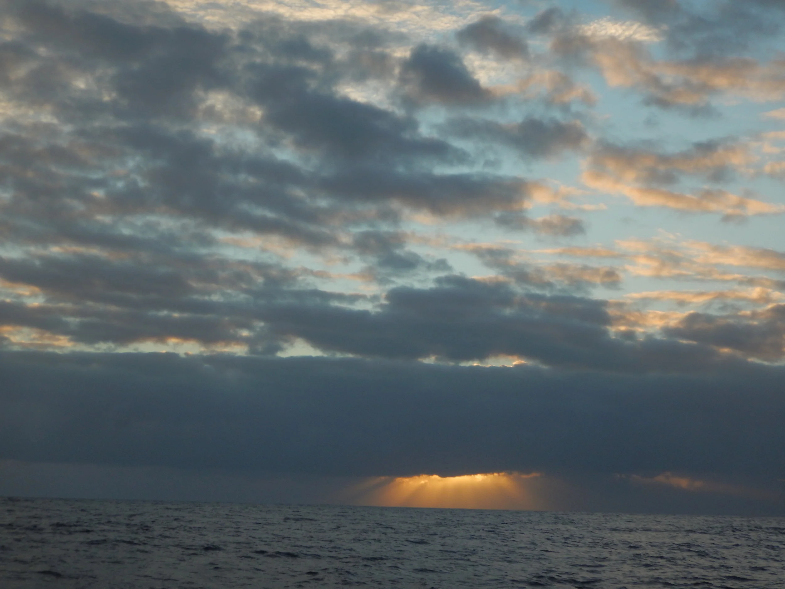 This sunset was from our previous sail south, from Fiji to New Zealand in the fall of 2016. I like this shot because it epitomizes the saying "there's a bright spot on the horizon." And I'm aiming for it.