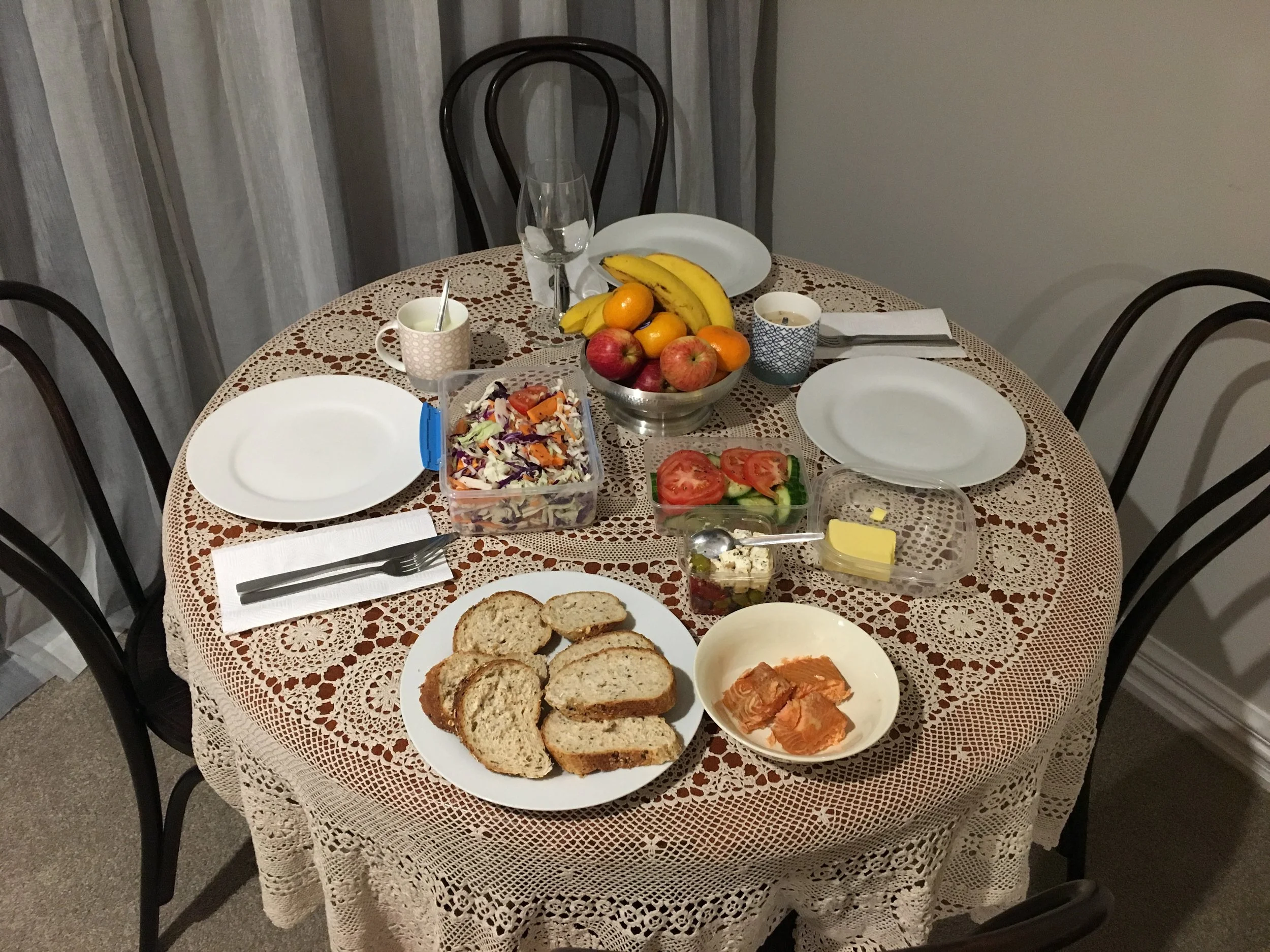 Healthy meal the night before we depart.
