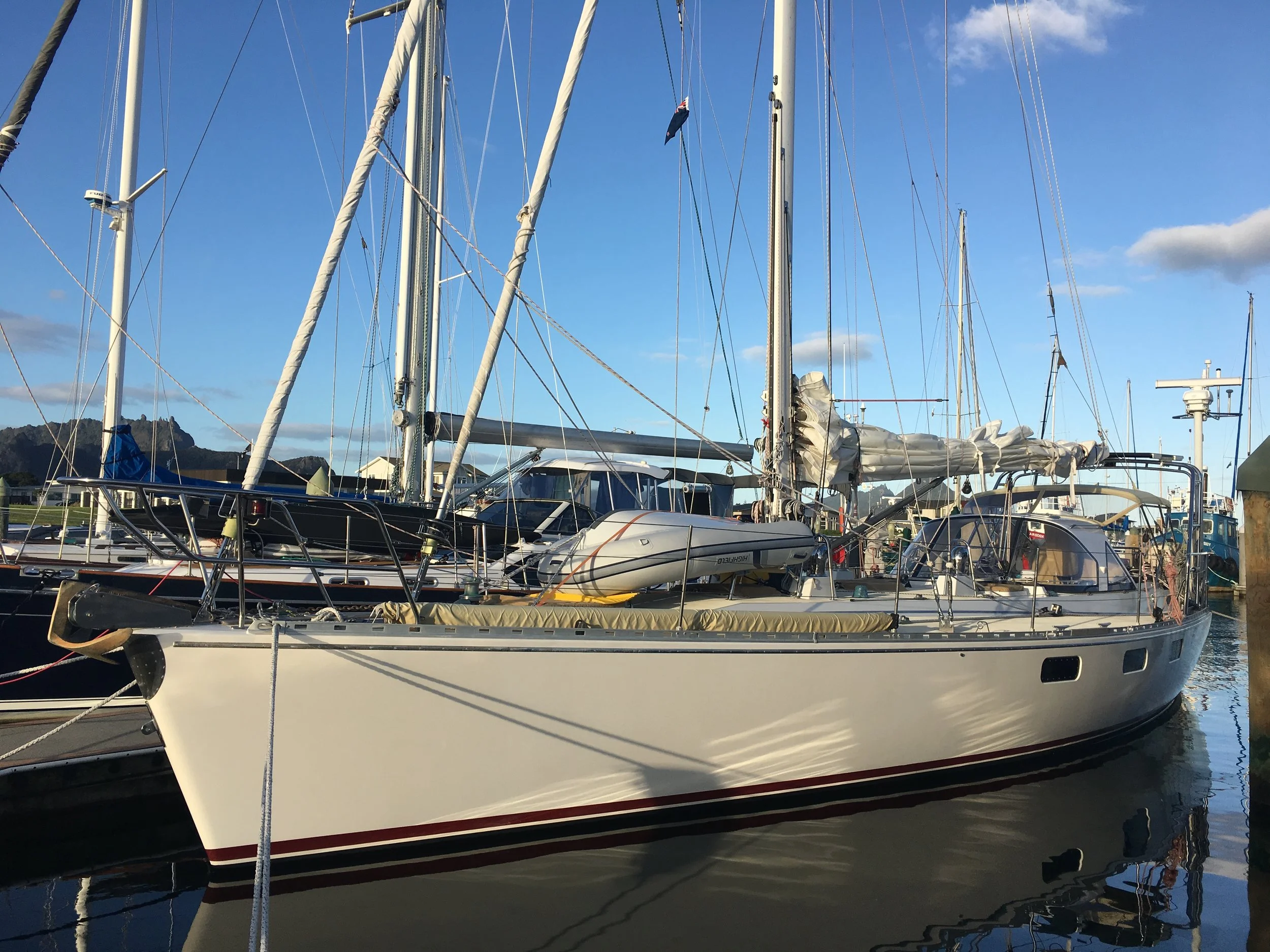 The sailing vessel Avalon. She's a beauty! And fast!