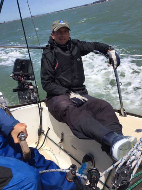 I'm just posing for a picture here, as we head back to the marina. Teaching is a bit more involved than this... 