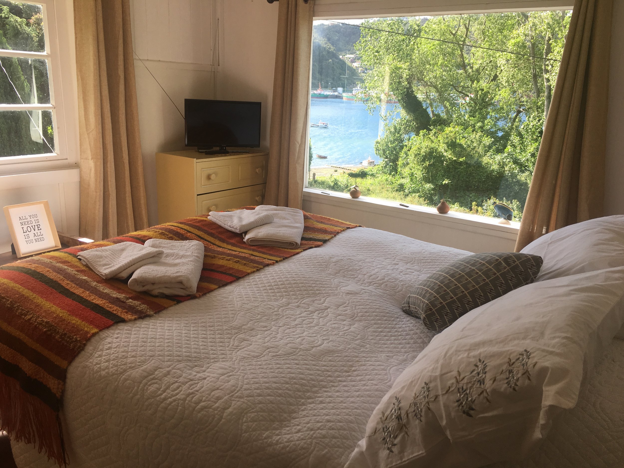 The "bed" part of Bed & Breakfast. Nice view!