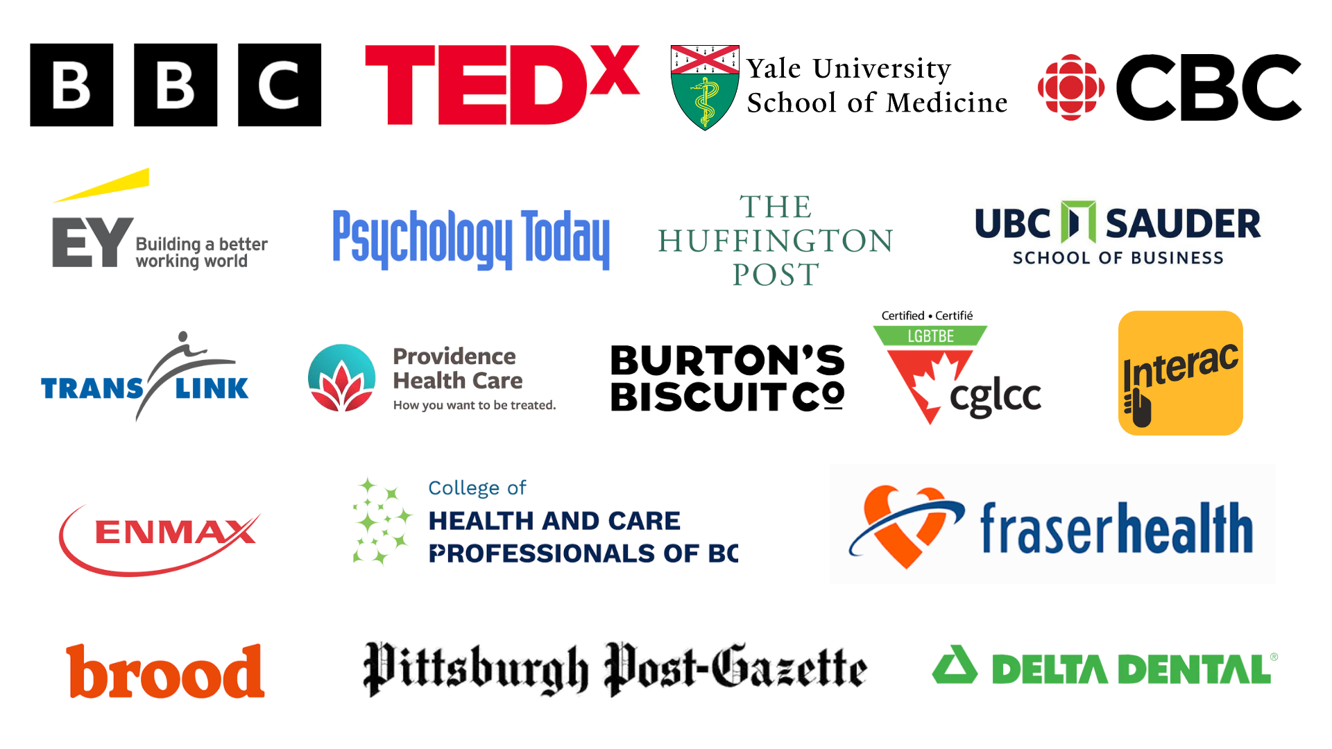 Vinny Welsby is featured in and worked with leading media, healthcare, education, business, and professional organizations including BBC, TEDx, Huffington Post, Yale School of Medicine, University of British Columbia, CBC, and EY