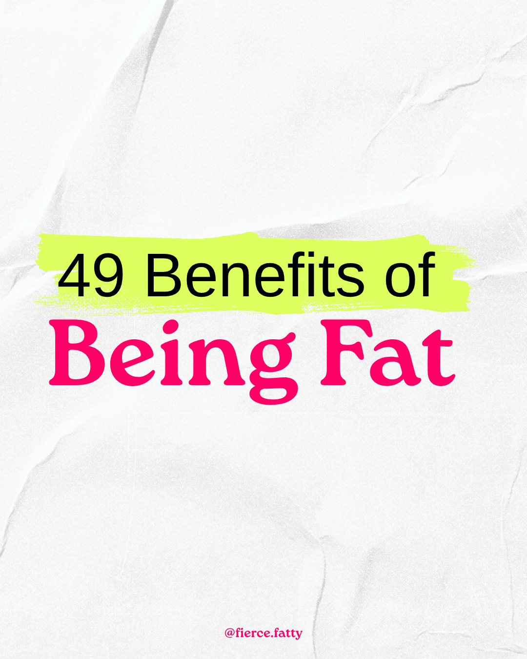 Image of the 1st page of the instagram post with the list of 49 benefits of being fat title