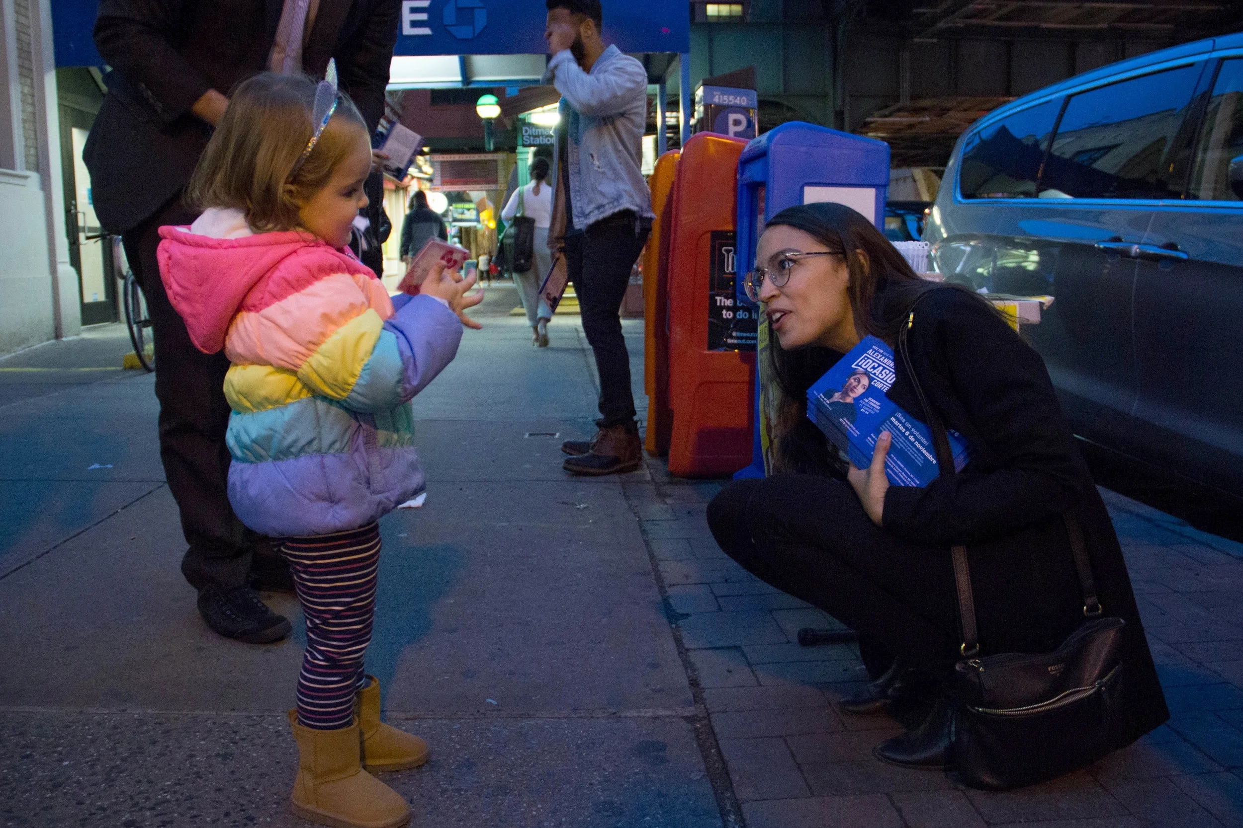  This little girl may be too young to vote, but her father was thrilled to take a moment and have her meet Alexandria four days before the election.  