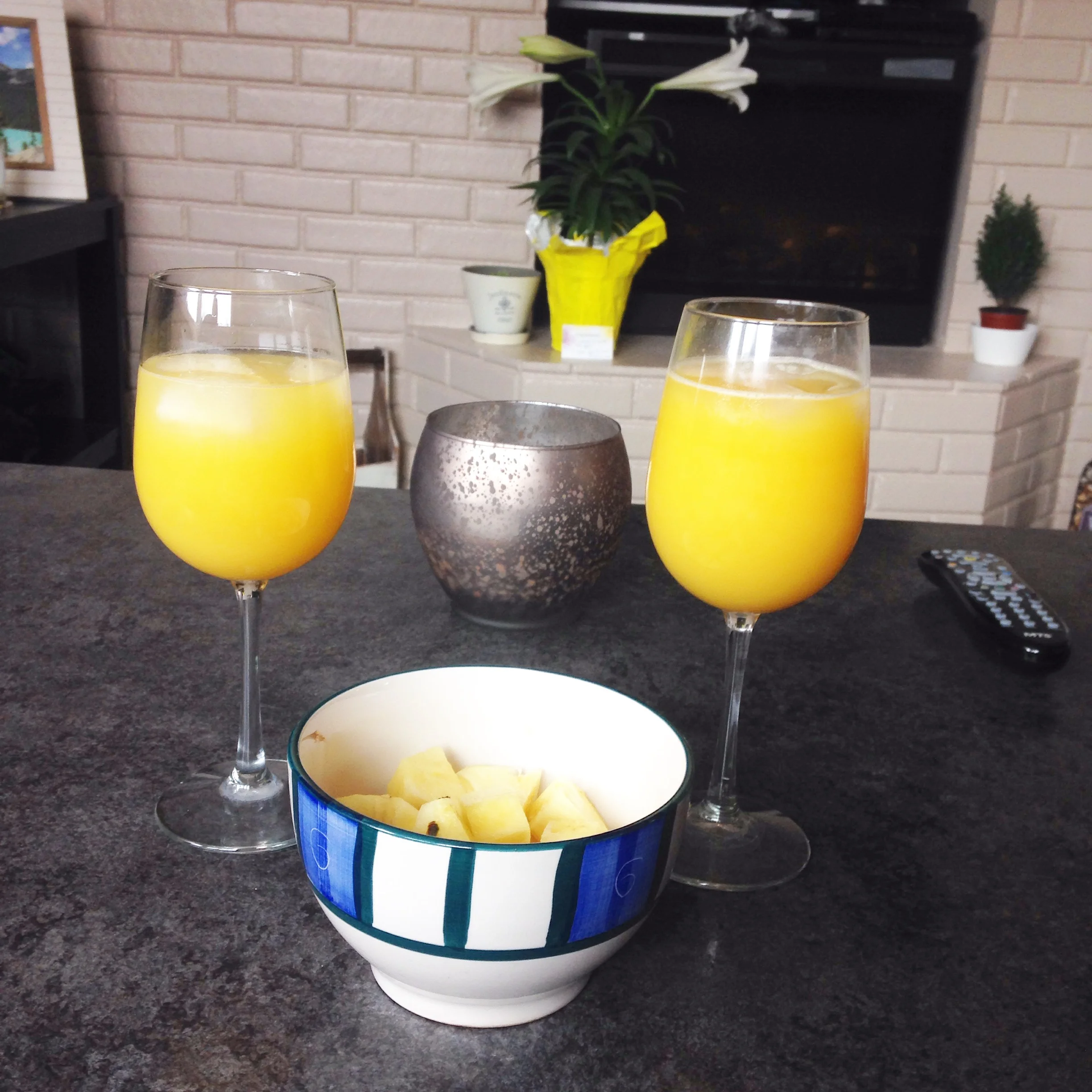 Celebratory engagement mimosas!