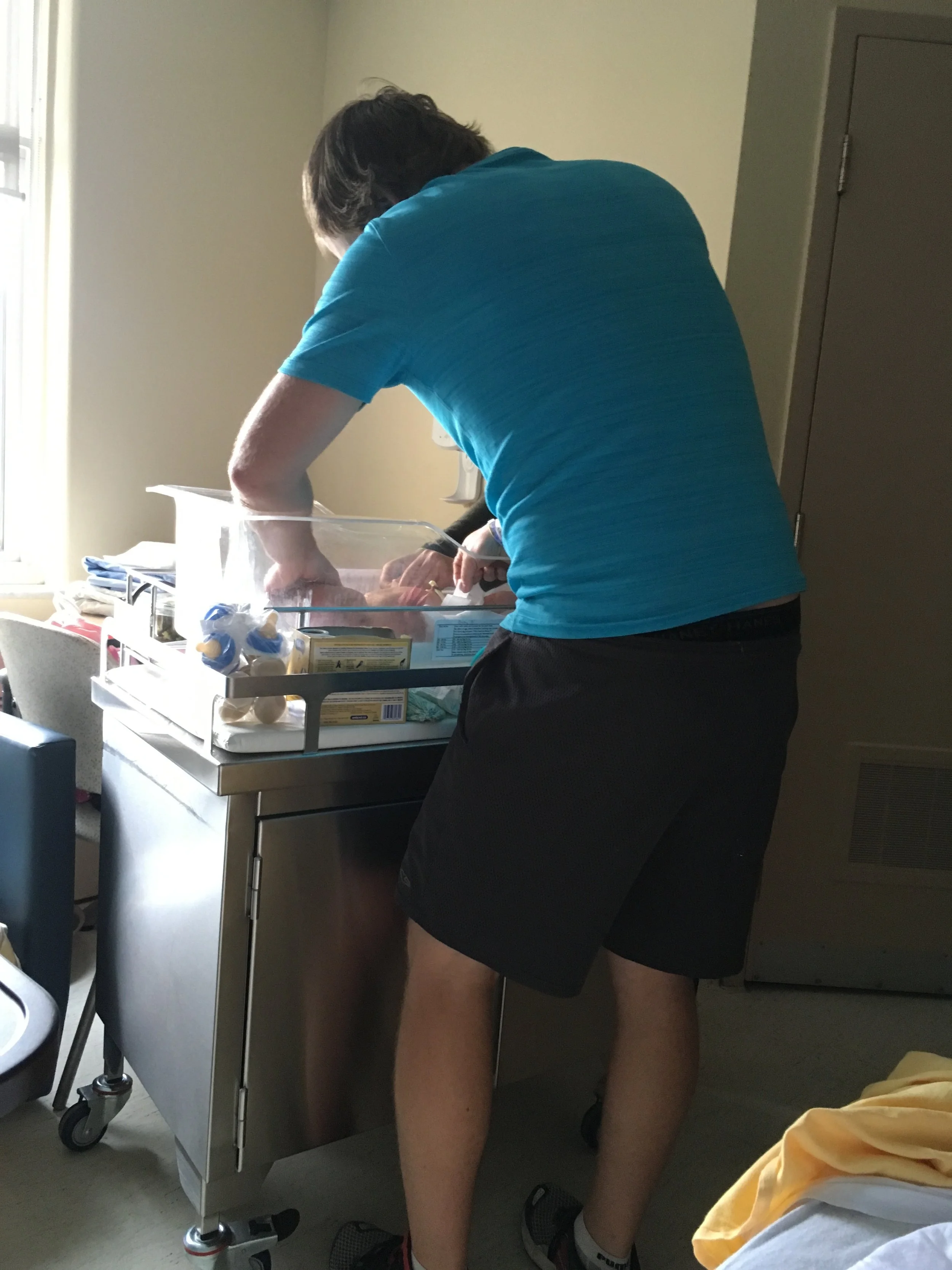 Kyle changed almost every single diaper at the hospital.