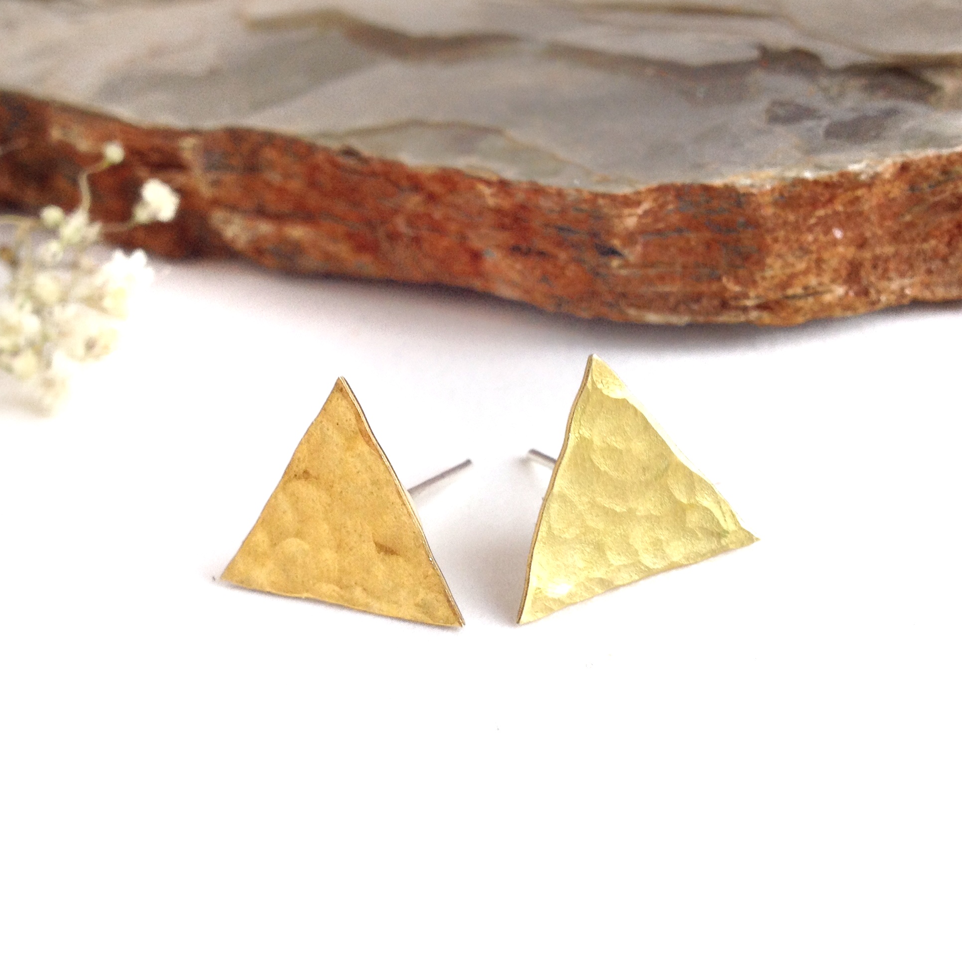 Gold Triangle Stud Earrings