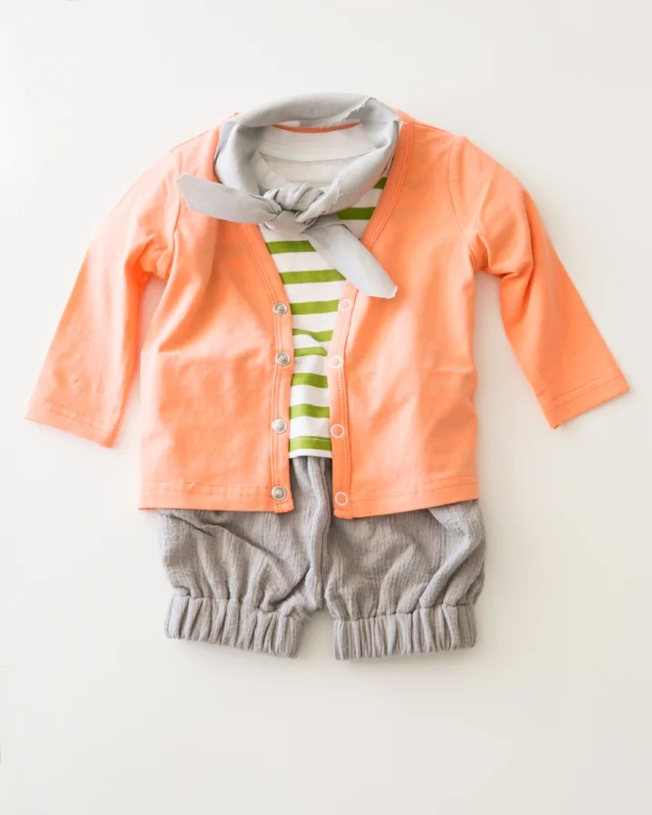 cardigan and tee: June and January, shorts: The Crafted Co, scarf: stylists own