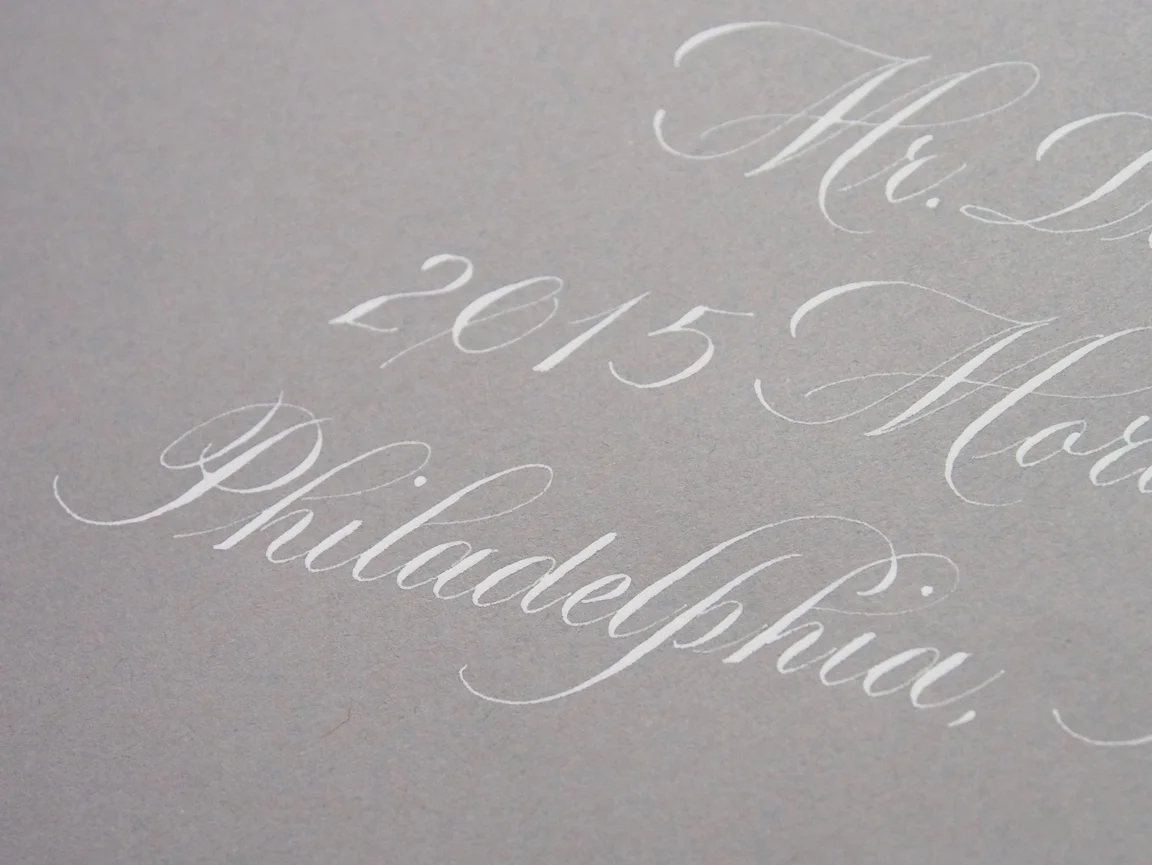 Copperplate Envelope - bleed proof white on grey