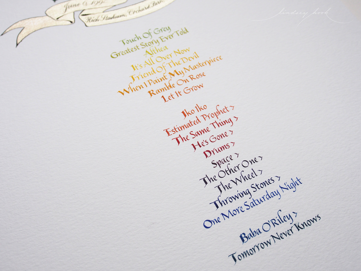 Grateful Dead Set List Text Detail